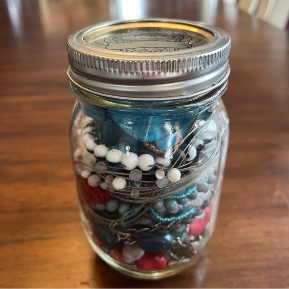 Mystery Jewelry Jar Necklaces Bracelets Beads Chains Silver Red Turquoise - Picture 1 of 7